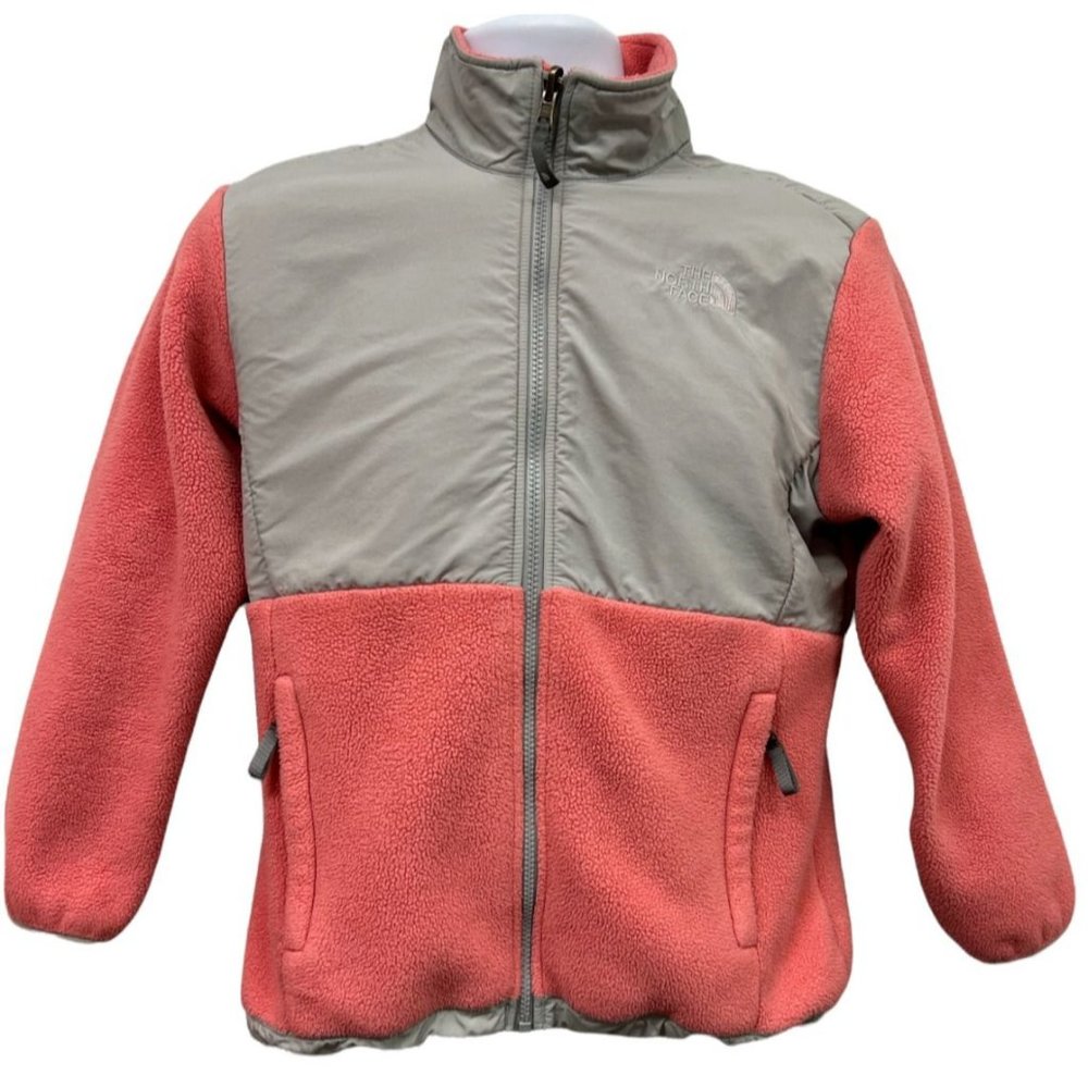 THE NORTH FACE Denali Fleece jacket hood GIRLS large Pink EUC Full Zip Polartec